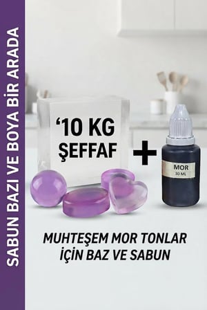 Organik Hekim 10 Kg Şeffaf Sabun Bazı ve 30 ML Mor Sabun Boyası