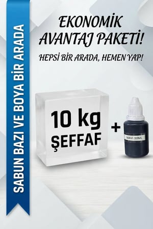 Organik Hekim Sabun Bazı ve Boya Seti 10 Kg Şeffaf 30 ml Mavi