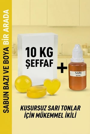 Organik Hekim Şeffaf Sabun Bazı ve Sarı Sabun Boyası Seti 10 kg 30 ml