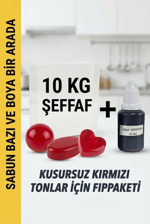 Organik Hekim 10 KG Şeffaf Sabun Bazı ve 30 ML Vişne Kırmızısı Sabun Boyası Seti