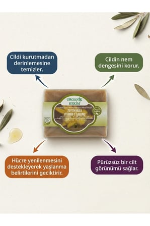 Zeytinyağlı E Vitaminli Doğal Katı Sabun 100 gr | Günlük Cilt Temizliği ve Yoğun Nem Bakımı