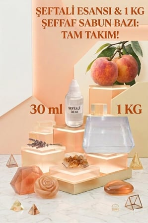 Şeftali Esanslı 1 KG Şeffaf Sabun Bazı Seti Doğal Sabun Yapım Hobi Kiti 2’li