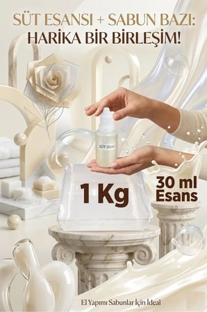 Süt Esanslı 1 KG Şeffaf Sabun Bazı Seti Doğal El Yapımı Sabun Üretim Hobi Kiti 2’li