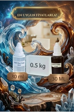 Blue Soap Kokulu Esans 30 ml | Kahverengi Renk Sabun Boyası 30 ml | Şeffaf Sabun Bazı 500 gr