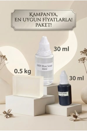 Blue Soap Kokulu Esans 30 ml | Kahverengi Renk Sabun Boyası 30 ml | Şeffaf Sabun Bazı 500 gr