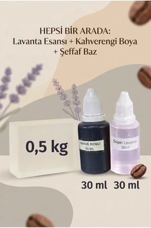 Lavanta Kokulu Esans 30 ml | Kahverengi Renk Sabun Boyası 30 ml | Şeffaf Sabun Bazı 500 gr