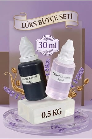 Lavanta Kokulu Esans 30 ml | Kahverengi Renk Sabun Boyası 30 ml | Şeffaf Sabun Bazı 500 gr
