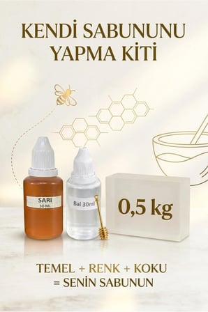 Bal Kokulu Esans 30 ml | Sarı Renk Sabun Boyası 30 ml | Şeffaf Sabun Bazı 500 gr