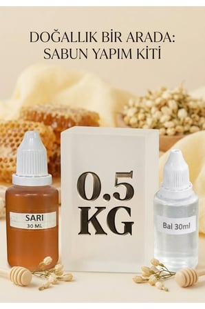 Bal Kokulu Esans 30 ml | Sarı Renk Sabun Boyası 30 ml | Şeffaf Sabun Bazı 500 gr
