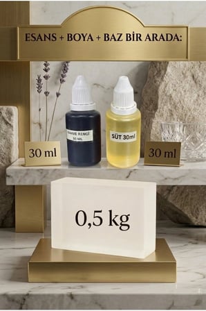 Süt Kokulu Esans 30 ml | Kahverengi Renk Sabun Boyası 30 ml | Şeffaf Sabun Bazı 500 gr