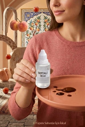 Şeftali Kokulu Esans 30 ml | Kahverengi Renk Sabun Boyası 30 ml | Şeffaf Sabun Bazı 500 gr