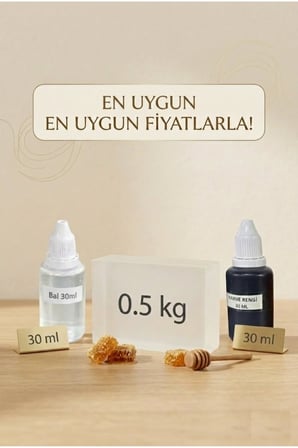 Bal Kokulu Esans 30 ml | Kahverengi Renk Sabun Boyası 30 ml | Şeffaf Sabun Bazı 500 gr