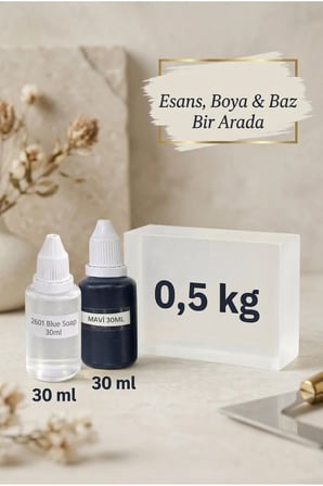 Blue Soap Kokulu Esans 30 ml | Mavi Renk Sabun Boyası 30 ml | Şeffaf Sabun Bazı 500 gr