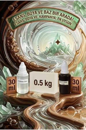 C. Green Kokulu Esans 30 ml | Kahverengi Renk Sabun Boyası 30 ml | Şeffaf Sabun Bazı 500 gr