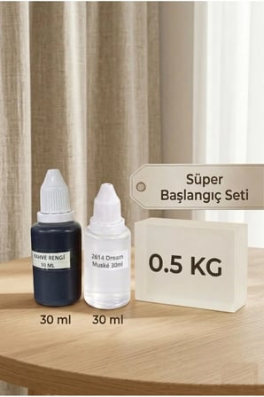 Dream Musk Kokulu Esans 30 ml | Kahverengi Renk Sabun Boyası 30 ml | Şeffaf Sabun Bazı 500 gr