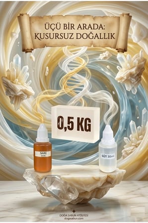 Süt Kokulu Esans 30 ml | Sarı Renk Sabun Boyası 30 ml | Şeffaf Sabun Bazı 500 gr