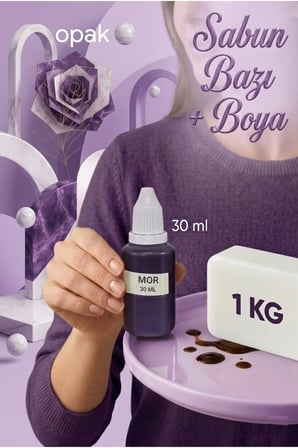 1 KG Opak Sabun Bazı + 30 ML MOR Sabun Boyası | Ferah Tonlu Hobi Sabun Yapım Kiti
