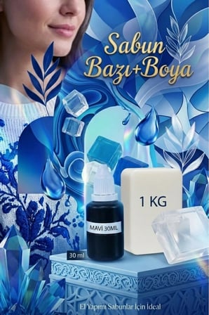 1 KG Opak Sabun Bazı + 30 ML Mavi Sabun Boyası | Ferah Tonlu Hobi Sabun Yapım Kiti