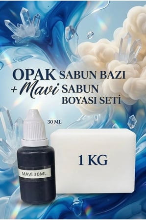1 KG Opak Sabun Bazı + 30 ML Mavi Sabun Boyası | Ferah Tonlu Hobi Sabun Yapım Kiti