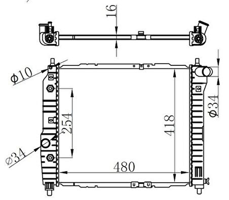 Oris BCH008016 Motor Su Radyatörü Aveo-Kalos 1.2 1.4 8V Otomatik (480x418x16) 96536524