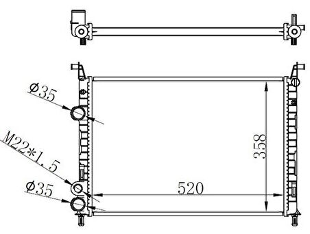Oris BFI019022 Radyatör Brazing Palio 1.2-1.4L 05 AC-Mek 520X358X22 51791365