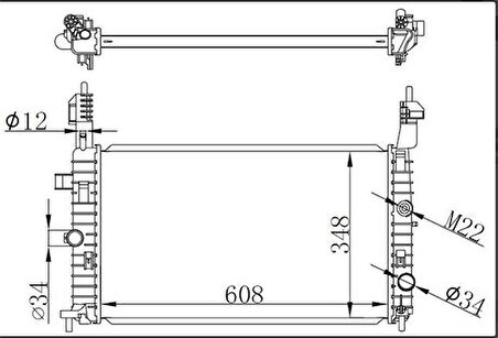 Oris BOP167026 Motor Radyatörü Meriva 1.7 CDTI 03 (608x348x26) 1300254