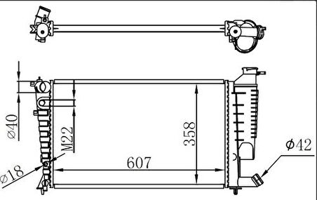 Oris BPE043022 Motor Su Radyatörü Otomatik Şanzıman P306-Xsara Xu7Jp (1.8 8V) -Xu10J4R (2.0 16V) Zxu5Jp Ölçü (610x35 1330.46