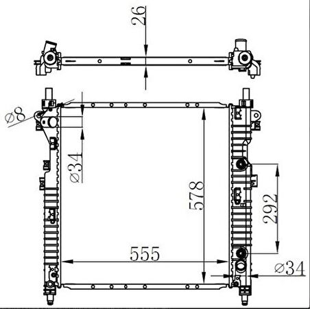 Oris BSS050026 Motor Su Radyatörü Actyon Sports 2012-(555x578x26) 2131032220