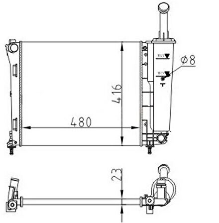 Oris MFR401023 Radyatör Mechanıcal Mt 480 416 23 Ka 1.2I 08 Fiat 500 07 Panda 1.2I 12 61936 51787115