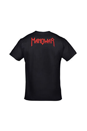 Unisex Siyah Manowar Kings Of Metal Baskılı Tshirt
