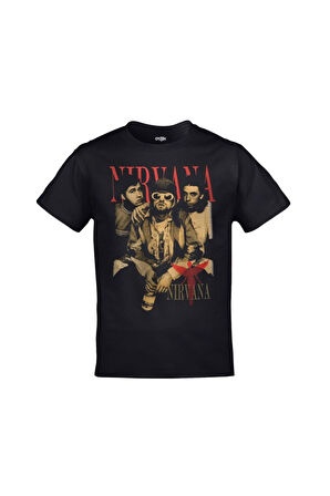 Nirvana Grup Baskılı Unisex Siyah Tshirt