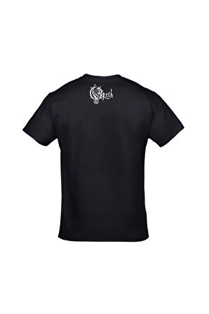 Unisex Siyah Opeth Logo Yazı Baskılı Tshirt