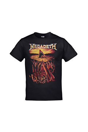 Unisex Siyah Megadeth Shark Nukes Köpekbalığı Baskılı Tshirt