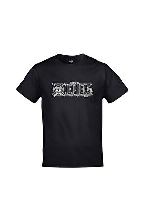 One Piece Monkey D. Luffy Wanted Ön Arka Baskılı Unisex Siyah Tshirt