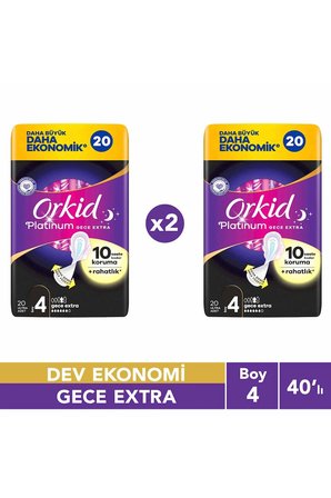 Platinum Gece Ekstra (boy 4) 20 Adet Hijyenik Ped 2 Adet