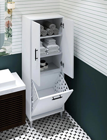 Orkide Kirli Çamaşır Sepetli 2 Kapaklı Çok Amaçlı Dolap