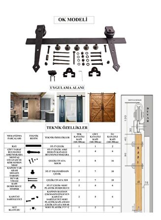 Orman Tasarım Ahır Kapısı Ok Modeli Sürgü Mekanizması