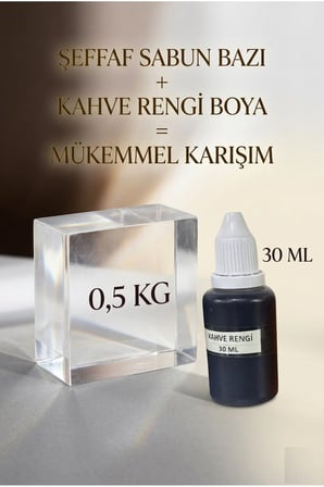 Şeffaf Sabun Bazı 500 gr + Kahverengi Sabun Boyası 30 ml El Yapımı Sabun Yapım Seti Hobi Set