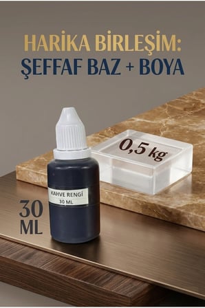 Şeffaf Sabun Bazı 500 gr + Kahverengi Sabun Boyası 30 ml El Yapımı Sabun Yapım Seti Hobi Set
