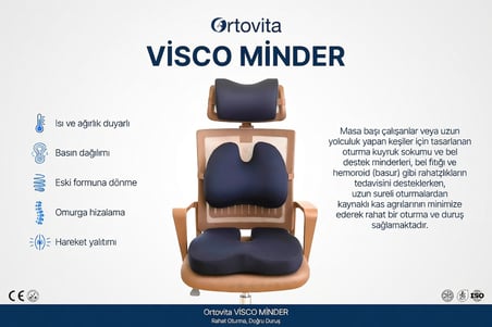 ORTOVİTA Yeni Nesil Visco Ortopedik Ergonomik (  3'lü Set Ortopedik Yastık Seti Kalça, Bel ve Boyun Desteği) 