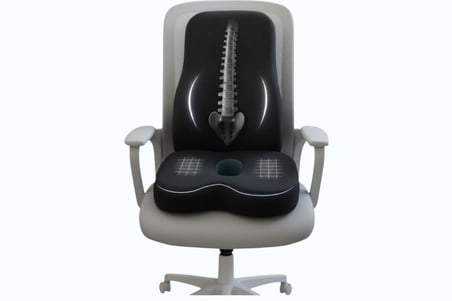 Yeni Nesil Visco HAFIZA KOPUKLU Ortopedik Ergonomik Kaymaz Taban Terlemez 2 li takım - Ofis, Araç, Ev Çalışma Sandalyesi minder ve yastık set Rahat Duruş Ortopedik Visco