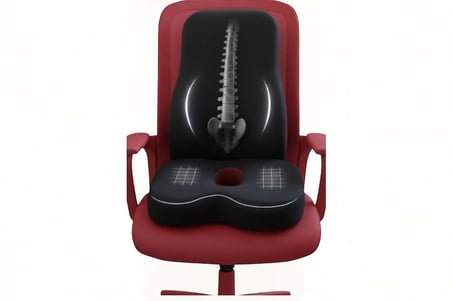 Yeni Nesil Visco HAFIZA KOPUKLU Ortopedik Ergonomik Kaymaz Taban Terlemez 2 li takım - Ofis, Araç, Ev Çalışma Sandalyesi minder ve yastık set Rahat Duruş Ortopedik Visco