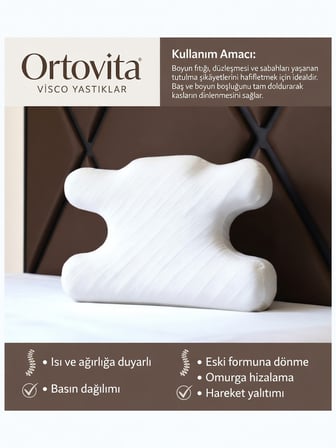 ORTOVİTA Yeni Nesil Visco Ortopedik Ergonomik Ortopedik( Kırışık Giderici ) Güzellik Yastığı Visco Rahat YATIŞ Ortopedik 