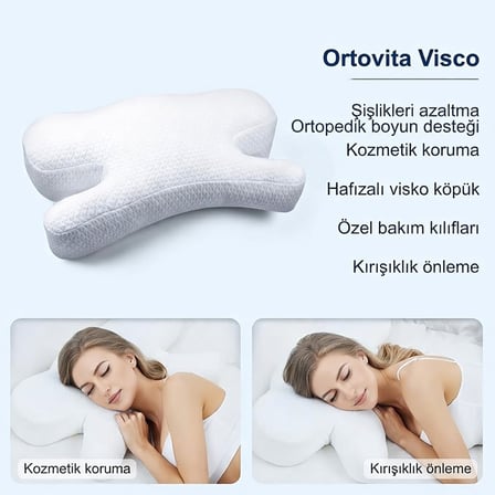 ORTOVİTA Yeni Nesil Visco Ortopedik Ergonomik Ortopedik( Kırışık Giderici ) Güzellik Yastığı Visco Rahat YATIŞ Ortopedik 