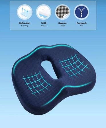 ORTOİTA Yeni Nesil Visco Ortopedik Ergonomik Oto, Ofis için HEMOROİD BASUR Visco Rahat Oturma Minderi Yastık Oturma Simidi Yükseltici