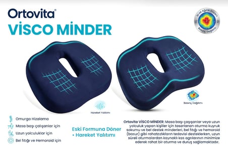 ORTOİTA Yeni Nesil Visco Ortopedik Ergonomik Oto, Ofis için HEMOROİD BASUR Visco Rahat Oturma Minderi Yastık Oturma Simidi Yükseltici