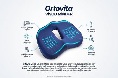 ORTOİTA Yeni Nesil Visco Ortopedik Ergonomik Oto, Ofis için HEMOROİD BASUR Visco Rahat Oturma Minderi Yastık Oturma Simidi Yükseltici