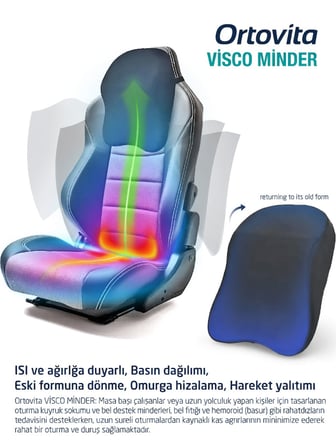 ORTOVİTA Yeni Nesil Visco Ortopedik Ergonomik Kaymaz Taban Terlemez Araba Boyun Yastığı Ortopedik Oto Boyun Yastığı Rahat Duruş Ortopedik