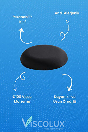 Ortopedik Oturma Simidi - Visco Oturma Simidi  Doğum Sonrası Rahatlatıcı Yastık Siyah