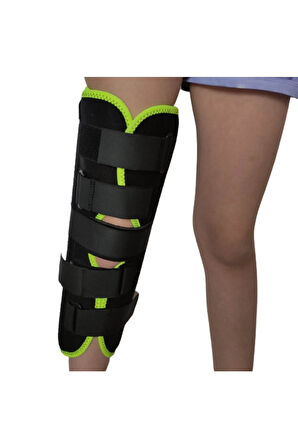 Çocuk diz immobilizer 35 cm, pediatrik diz bacak sabitleyici, balenli dizlik (metal çubuklu)